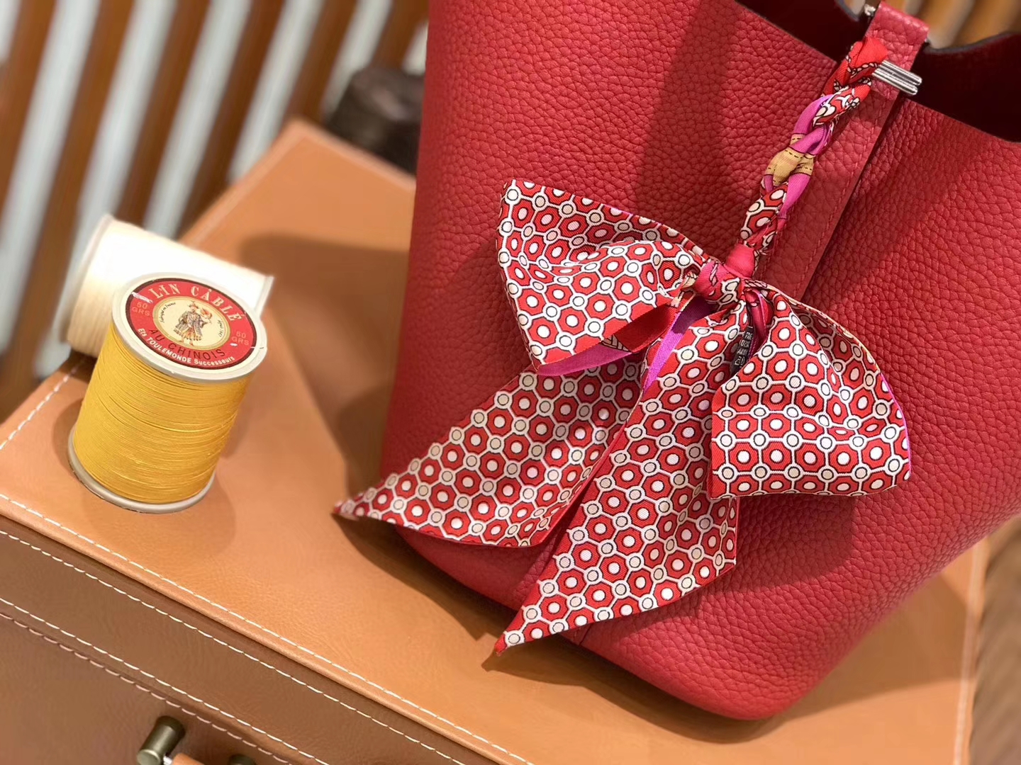 Hermès（爱马仕）新增现货 Picotin 菜篮子 国旗红 全手工蜡线缝制 银扣 18cm