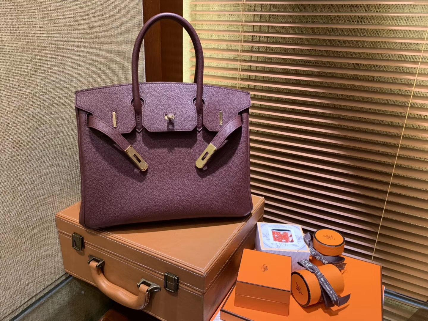 Hermès（爱马仕）Birkin铂金包 爱马仕红 德国togo小牛皮 原版蜜蜡线 顶级手缝 金扣 30cm