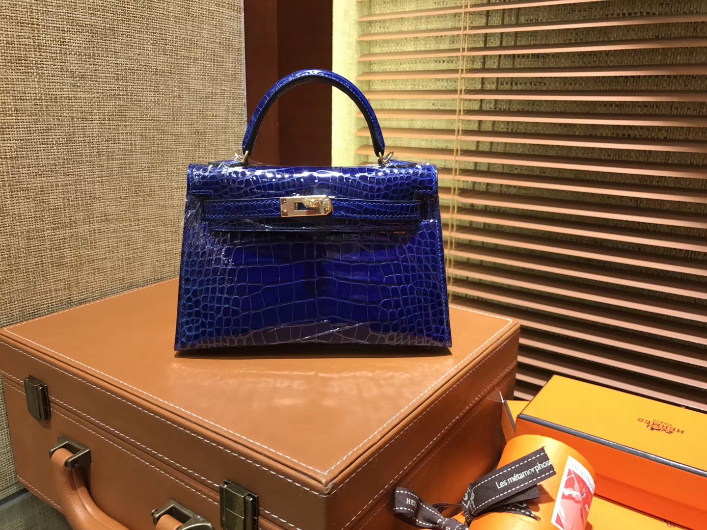 Hermès（爱马仕）Mini Kelly 19cm (迷你2代) 宝蓝色 一级美洲鳄鱼皮 手工缝制 臻品级别