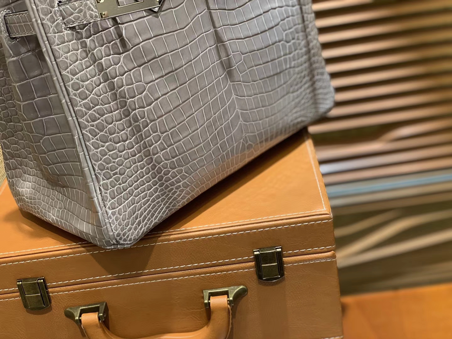 Hermès（爱马仕）Birkin 30cm 巴黎灰 组合 一级湾鳄 鳄鱼皮 臻品级别