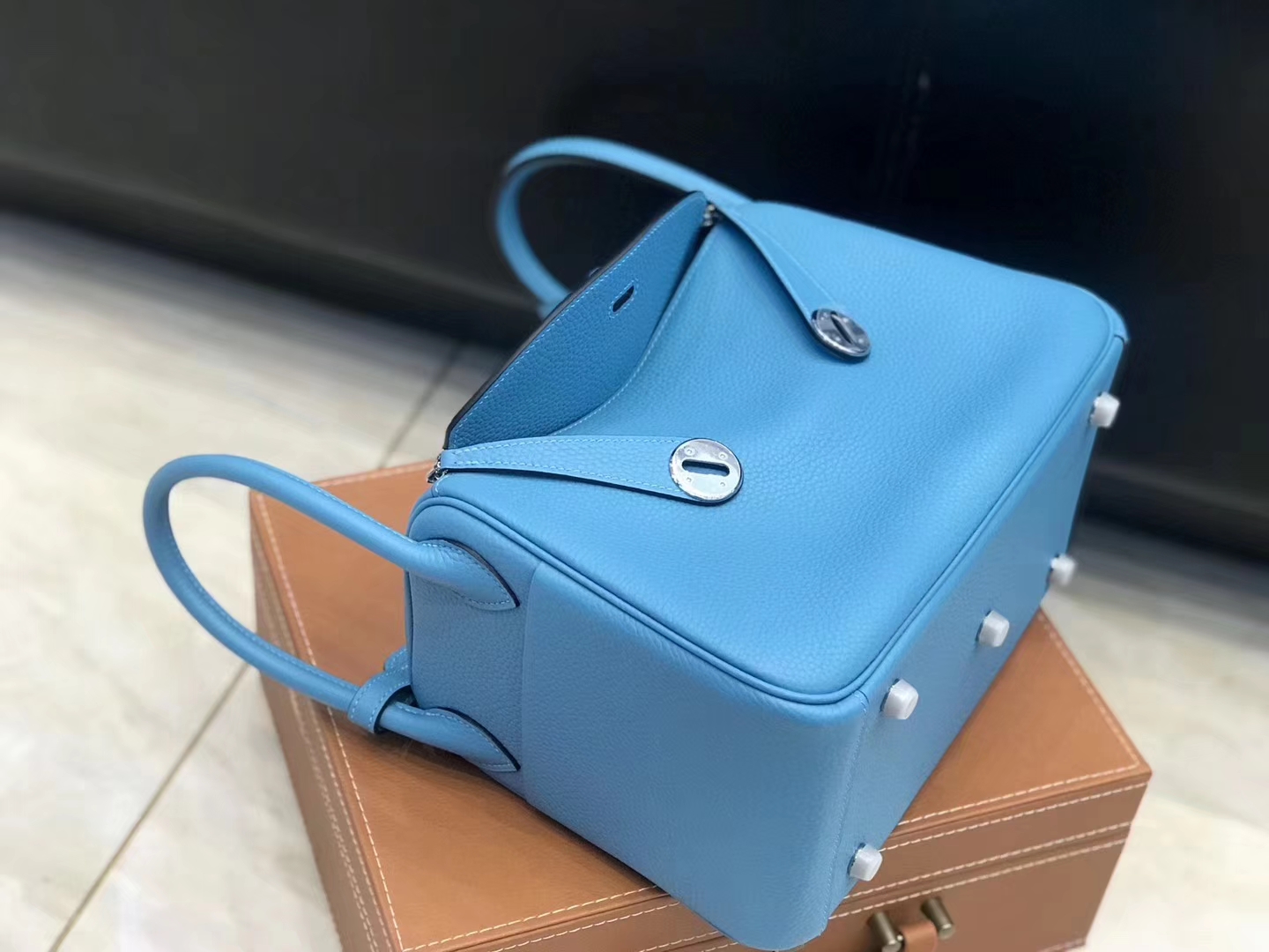 Hermès（爱马仕）Lindy琳迪包 北方蓝 德国进口togo牛皮 蜡线全手工缝制 26cm
