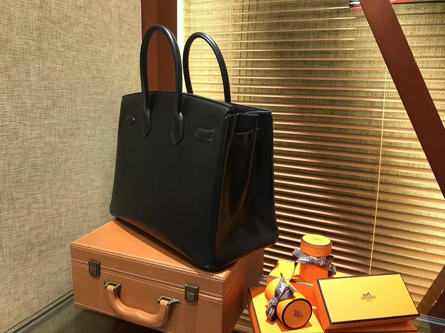 Hermès（爱马仕）Birkin铂金包 经典黑金 德国BOX牛皮 原版蜜蜡线 顶级手缝 金扣 35cm