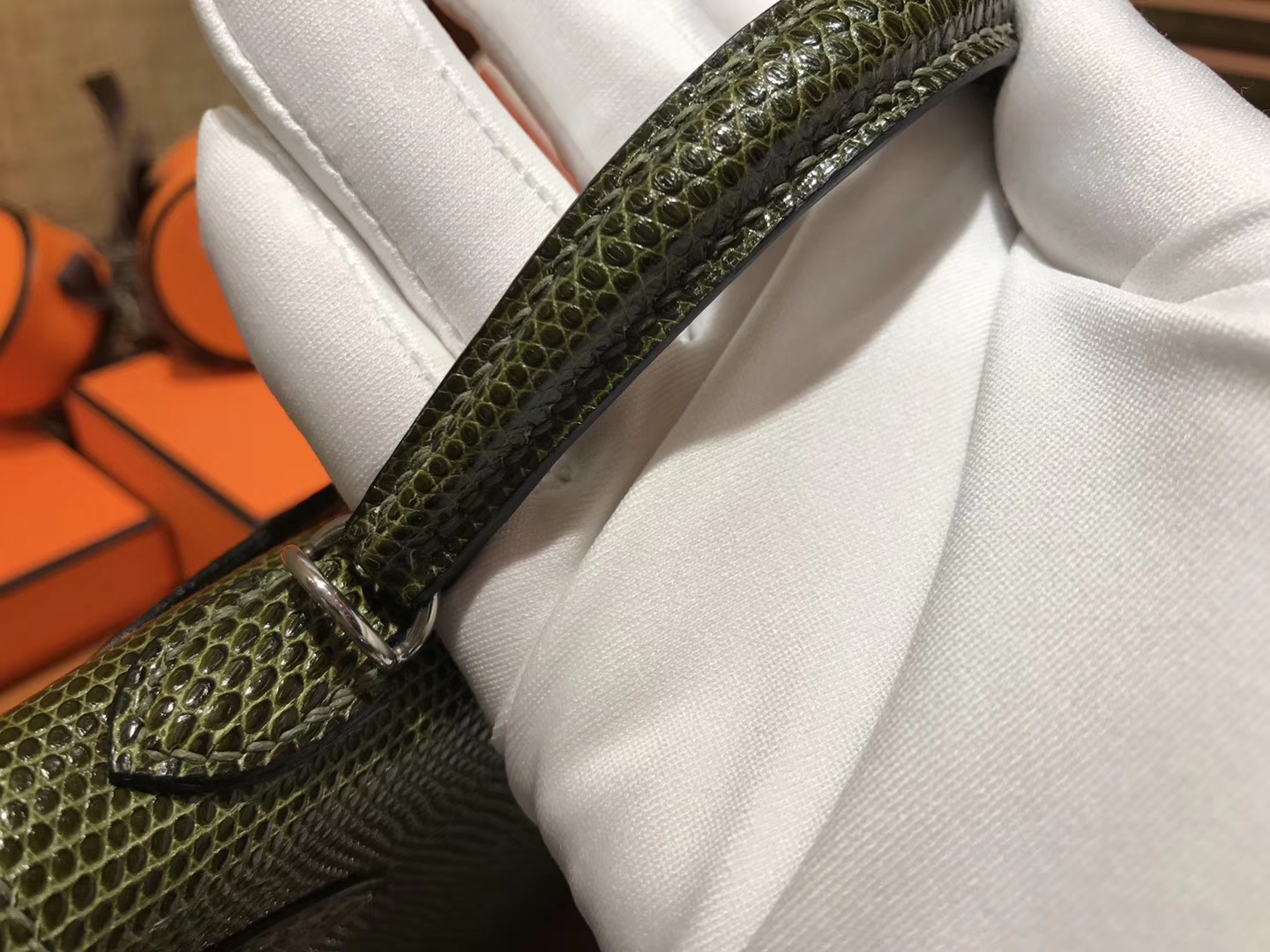 Hermès（爱马仕）迷你2代 mini Kelly 丛林绿 进口野生蜥蜴皮 全手工缝制 19cm