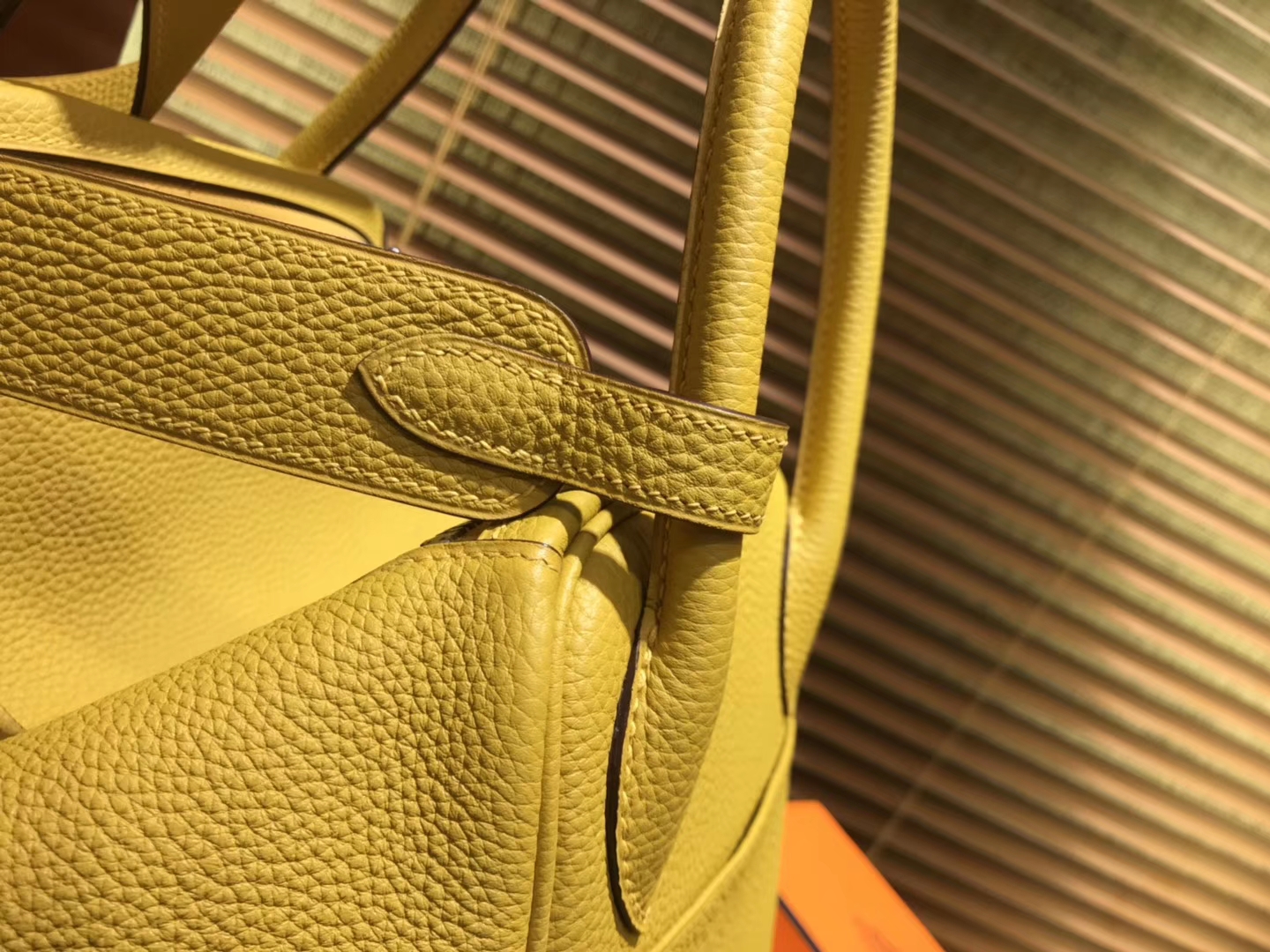 Hermès（爱马仕）Lindy琳迪包 琥珀黄 德国进口togo牛皮 全手工缝制 银扣 30cm