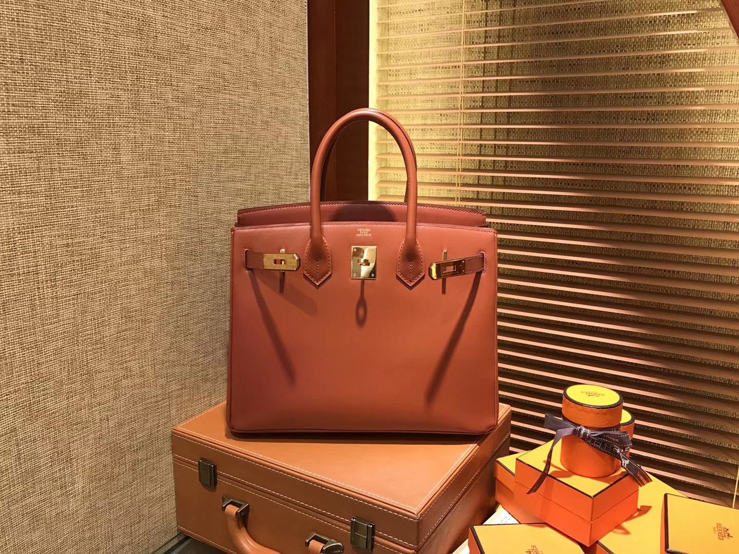 Hermès（爱马仕）Birkin铂金包 古铜色 德国BOX牛皮 原版蜜蜡线 顶级手缝 金扣 30cm