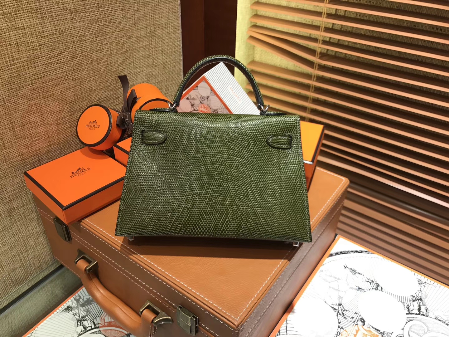 Hermès（爱马仕）迷你2代 mini Kelly 丛林绿 进口野生蜥蜴皮 全手工缝制 19cm