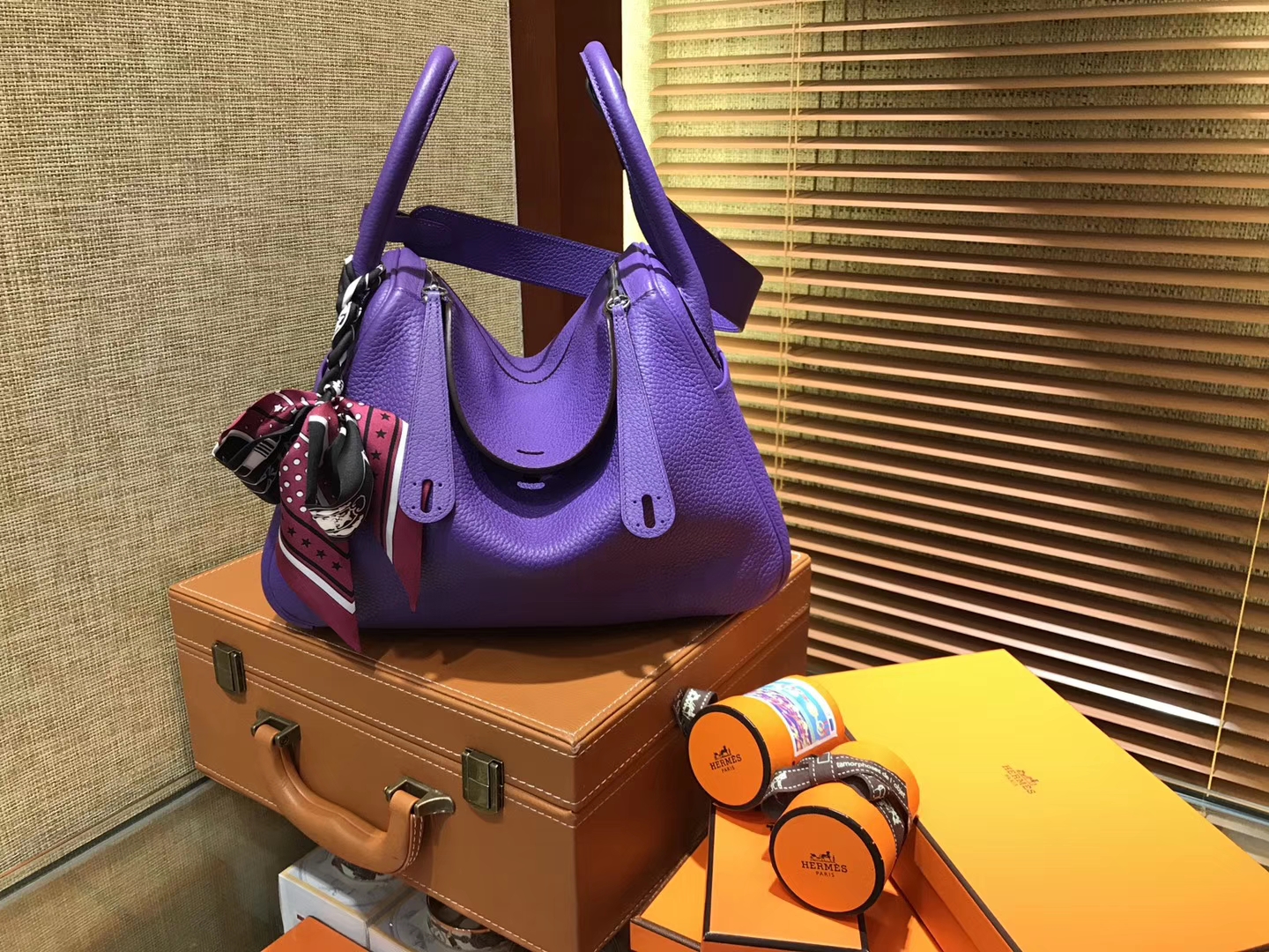 Hermès（爱马仕）Lindy琳迪包 梦幻紫 德国进口togo牛皮 全手工缝制 银扣 30cm