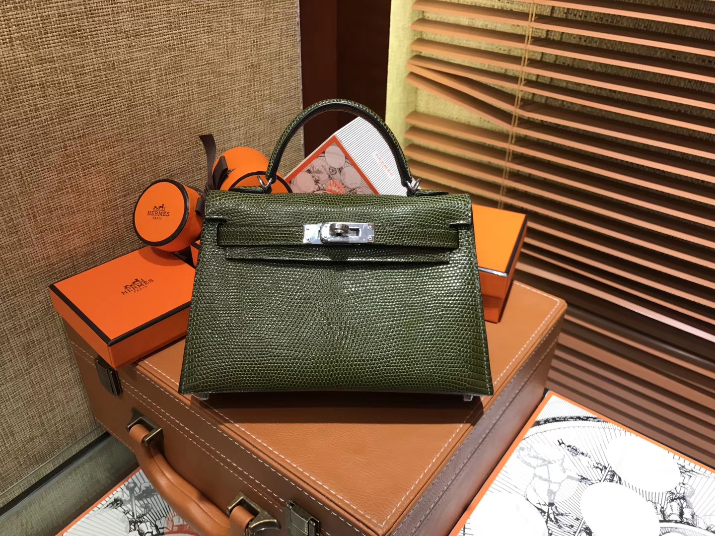 Hermès（爱马仕）迷你2代 mini Kelly 丛林绿 进口野生蜥蜴皮 全手工缝制 19cm