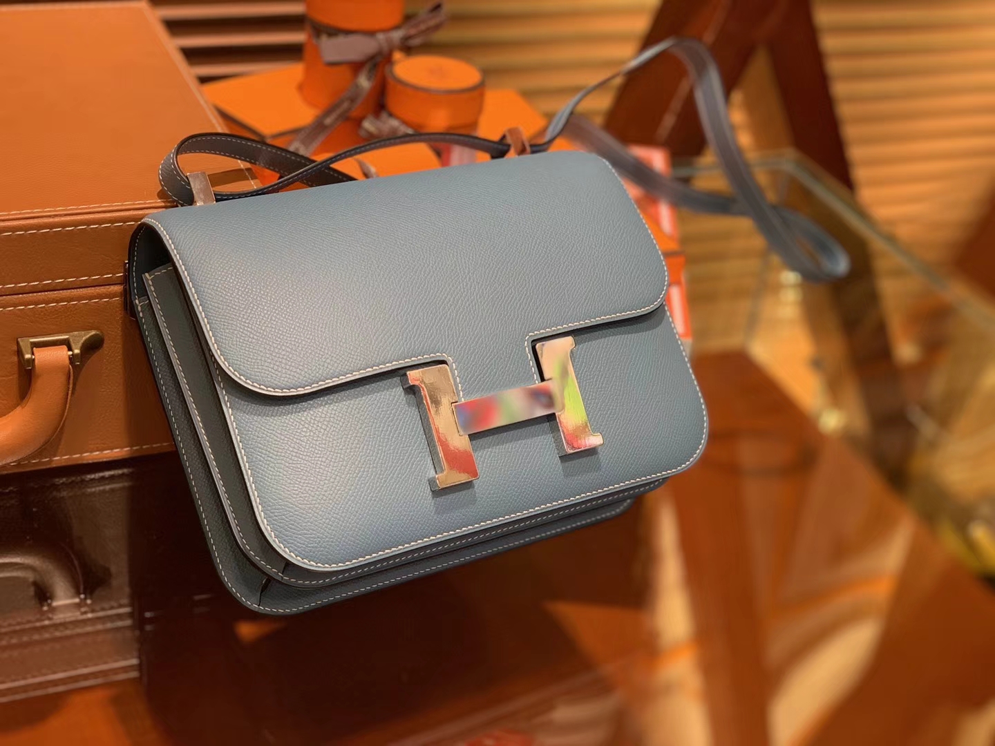 Hermès（爱马仕）Constance 23cm 牛仔蓝 EP掌纹牛皮 德国进口原料