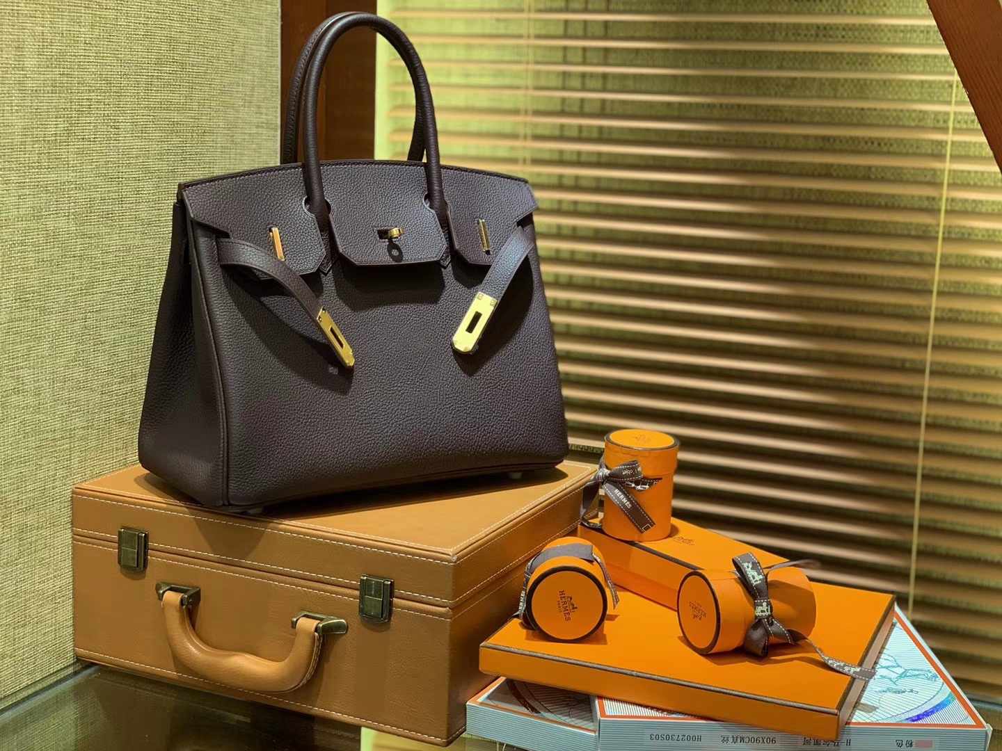 Hermès（爱马仕）Birkin铂金包 摩卡色 德国togo小牛皮 原版蜜蜡线 顶级手缝 金扣 30cm