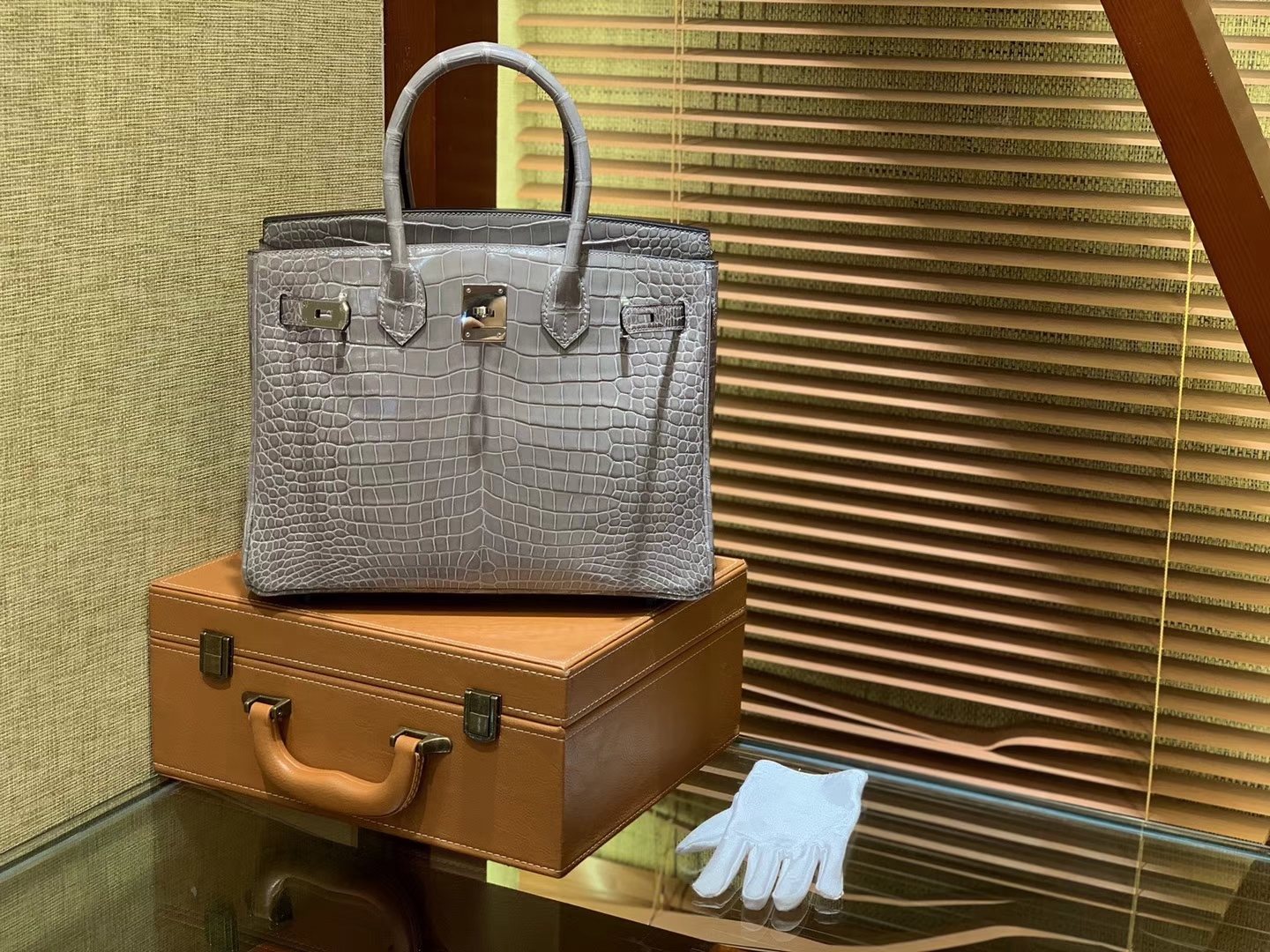 Hermès（爱马仕）Birkin 30cm 巴黎灰 组合 一级湾鳄 鳄鱼皮 臻品级别