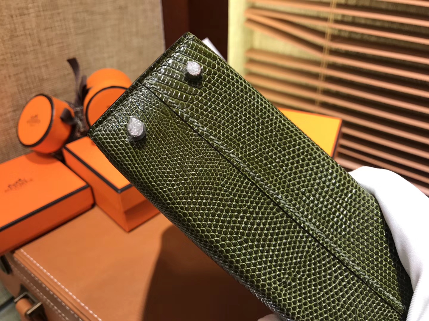 Hermès（爱马仕）迷你2代 mini Kelly 丛林绿 进口野生蜥蜴皮 全手工缝制 19cm