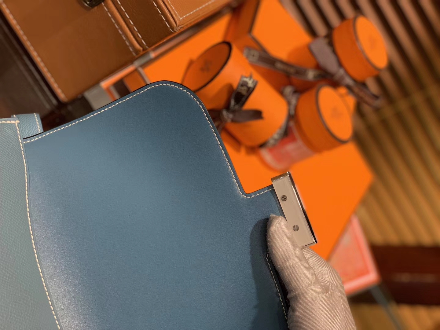 Hermès（爱马仕）Constance 23cm 牛仔蓝 EP掌纹牛皮 德国进口原料