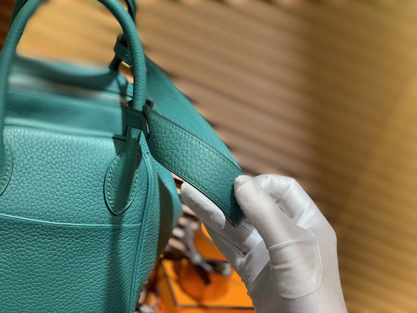 Hermès（爱马仕）Lindy琳迪包 丝绒绿 德国进口togo牛皮 全手工缝制 银扣 26cm