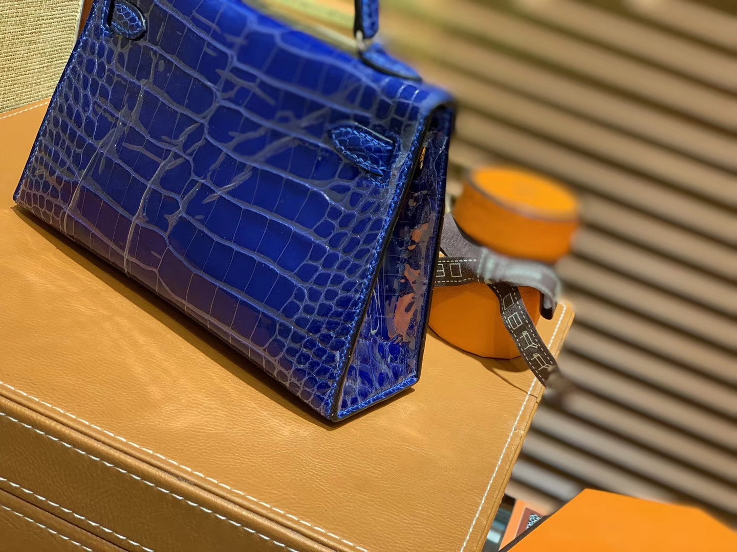 Hermès（爱马仕）Mini Kelly 宝蓝色 一级美洲鳄鱼皮 全手工缝制 臻品级别 银扣 19cm 2代