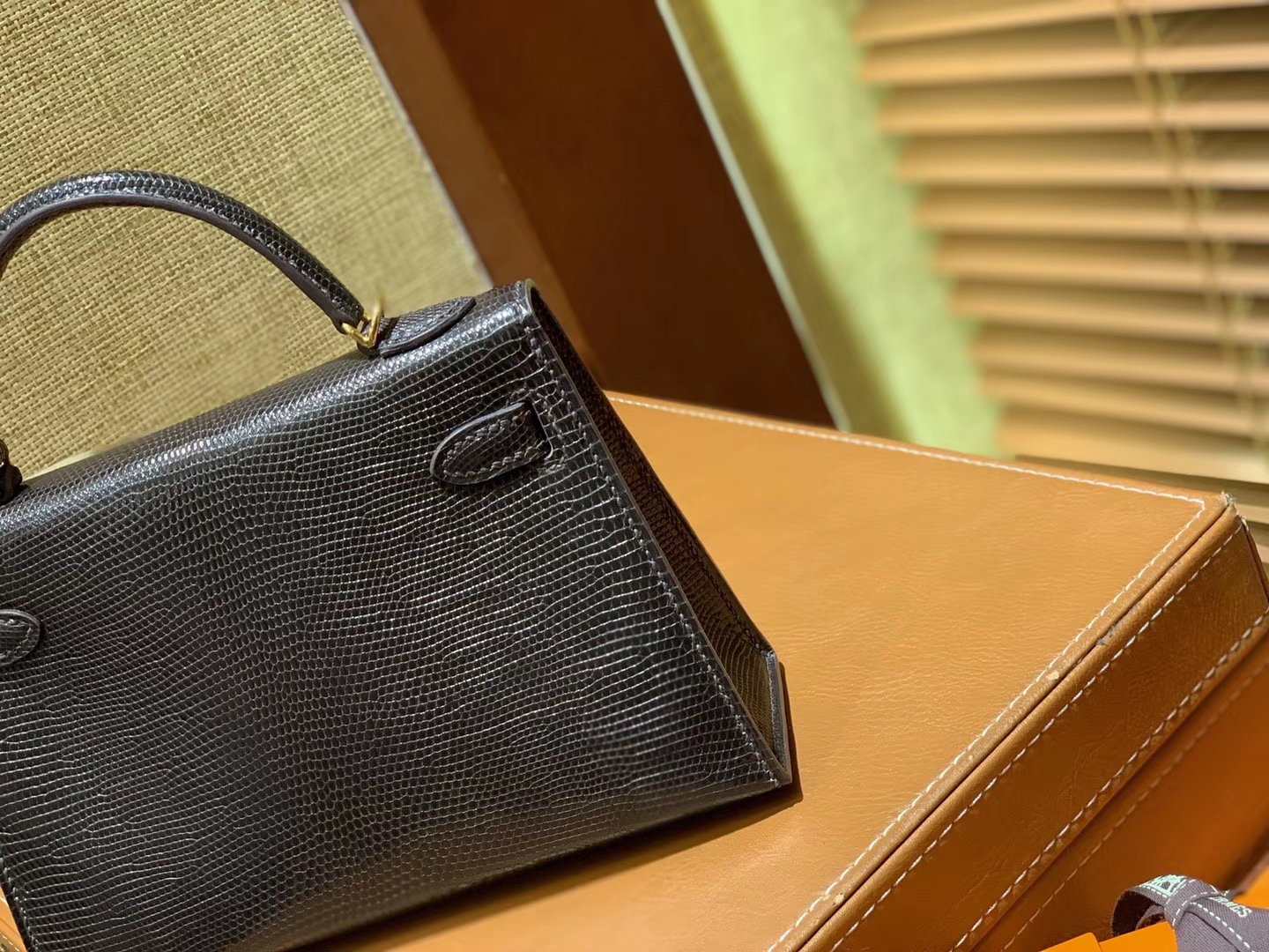 Hermès（爱马仕）迷你2代 mini Kelly 黑色 进口野生蜥蜴皮 全手工缝制 19cm