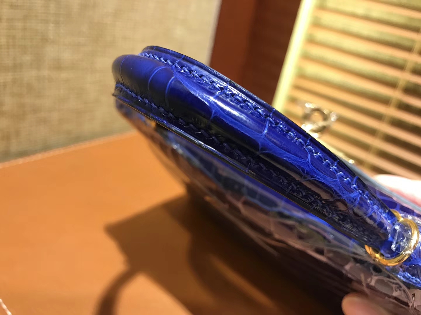 Hermès（爱马仕）Mini Kelly 19cm (迷你2代) 宝蓝色 一级美洲鳄鱼皮 手工缝制 臻品级别