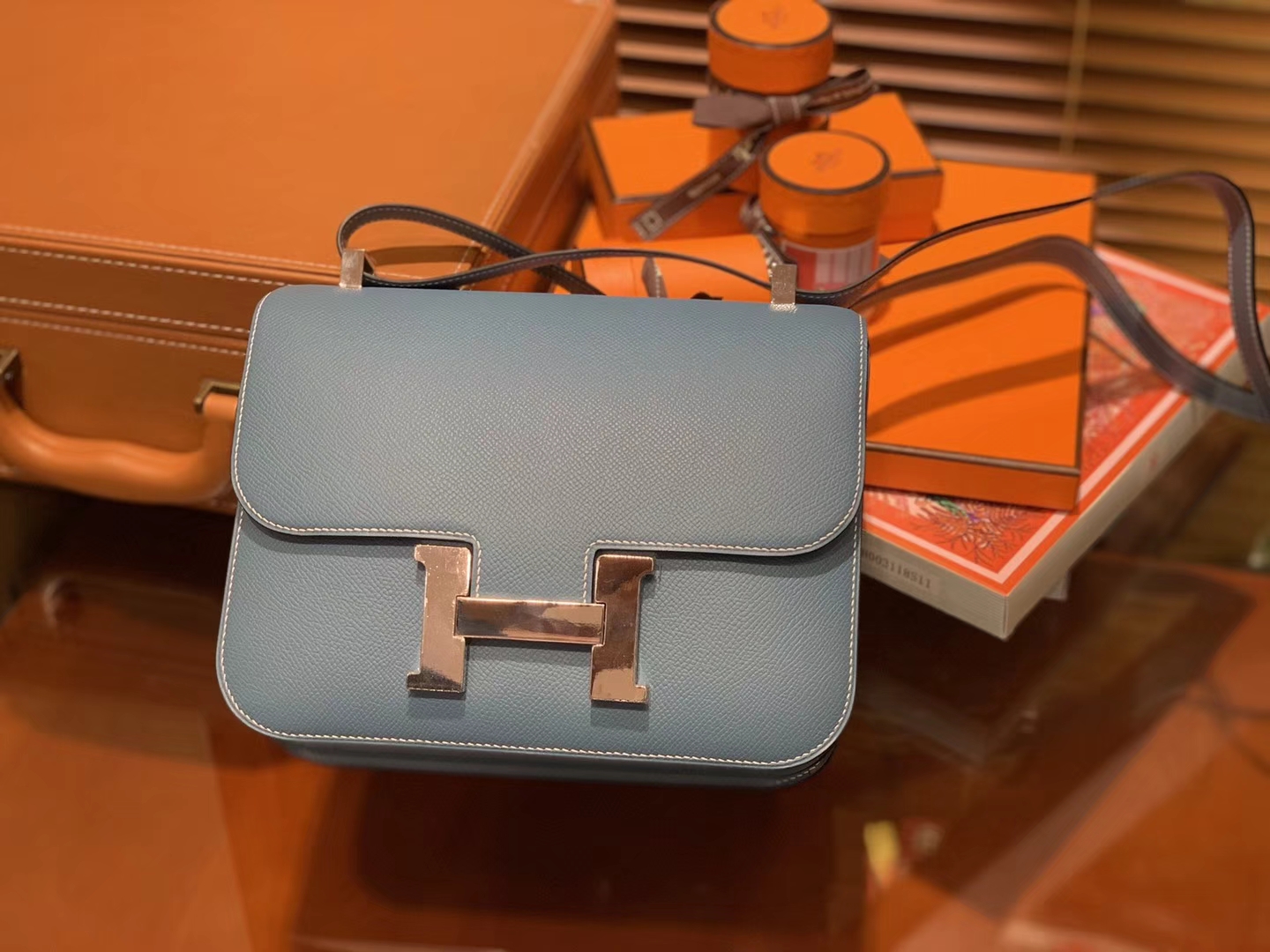 Hermès（爱马仕）Constance 23cm 牛仔蓝 EP掌纹牛皮 德国进口原料