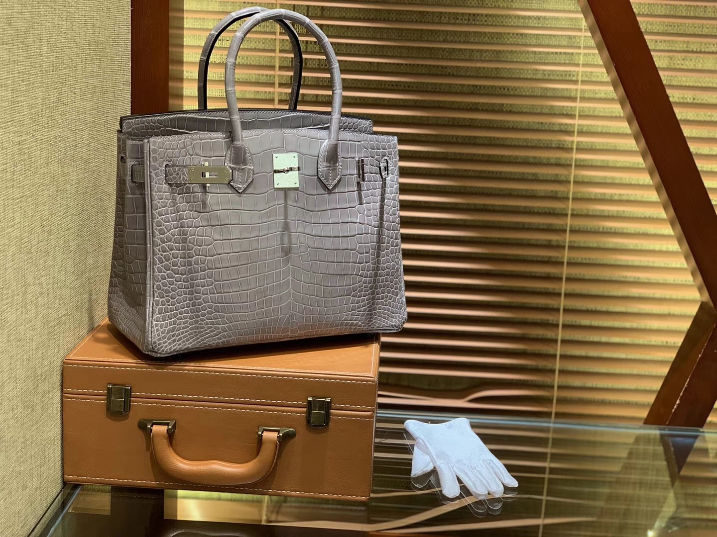 Hermès（爱马仕）Birkin 30cm 巴黎灰 组合 一级湾鳄 鳄鱼皮 臻品级别