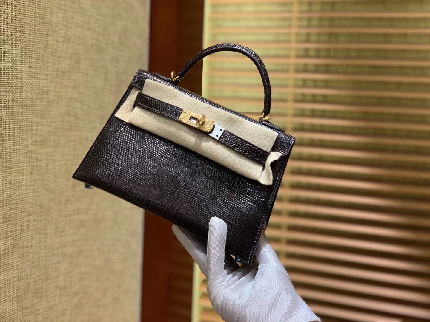 Hermès（爱马仕）迷你2代 mini Kelly 黑色 进口野生蜥蜴皮 全手工缝制 19cm