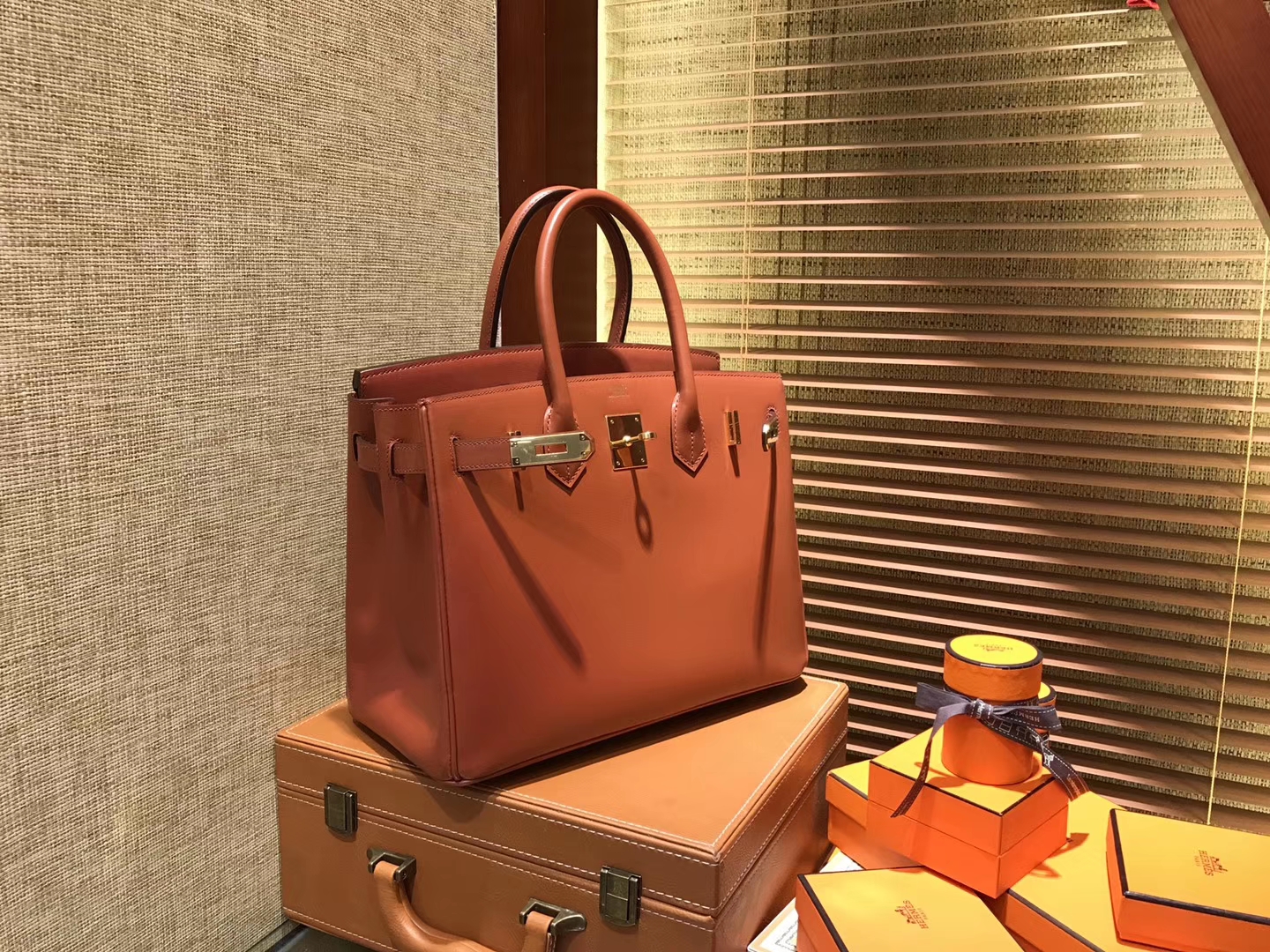 Hermès（爱马仕）Birkin铂金包 古铜色 德国BOX牛皮 原版蜜蜡线 顶级手缝 金扣 30cm