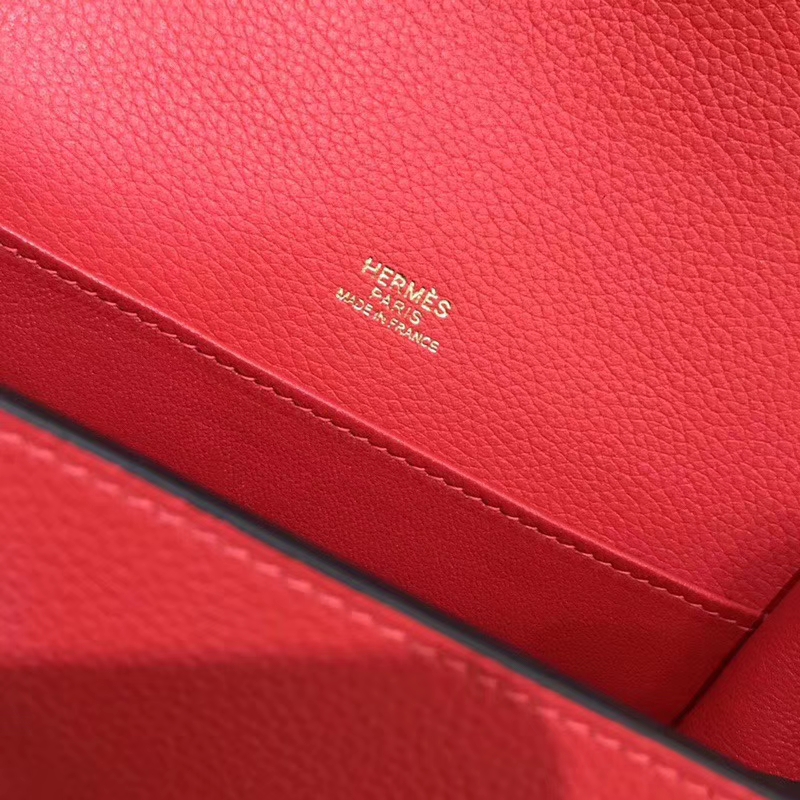 Hermès（爱马仕）Rouils 猪鼻包 石榴红 Evercolor 金扣 18cm