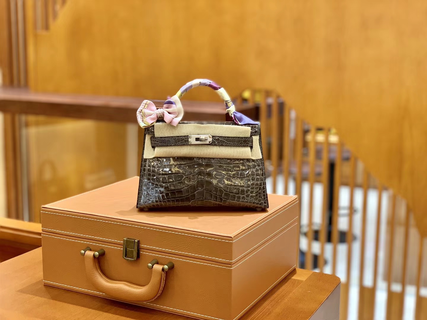 Hermès（爱马仕）Mini Kelly 迷你凯莉 锡器灰 一级美洲鳄鱼皮 臻品级别 银扣 19cm