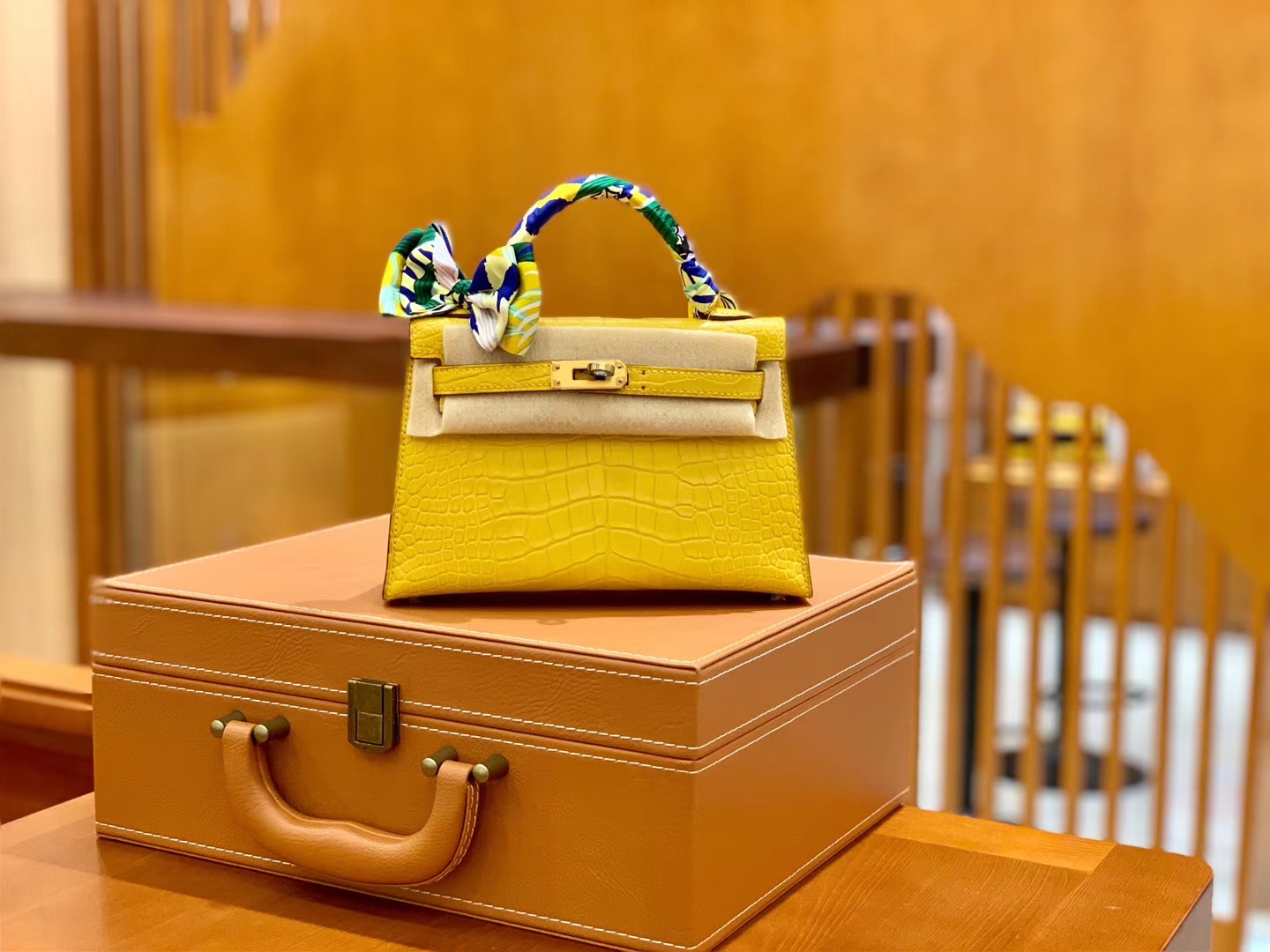 Hermès（爱马仕）Mini Kelly 迷你凯莉 琥珀黄 雾面鳄鱼 一级 顶端级别 美洲 臻品级别 金扣 19cm