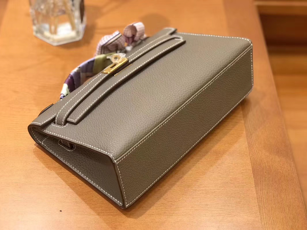 Hermès（爱马仕）Mini Kelly迷你凯莉 大象灰 Togo小牛皮 臻品级别 1代 金扣 22cm