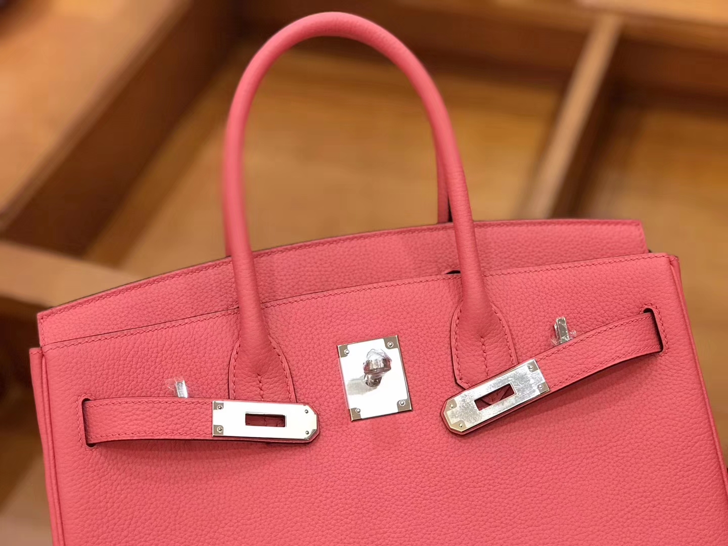 Hermès（爱马仕）新增现货 birkin 铂金包 唇膏粉 德国进口小牛皮 银扣 30cm