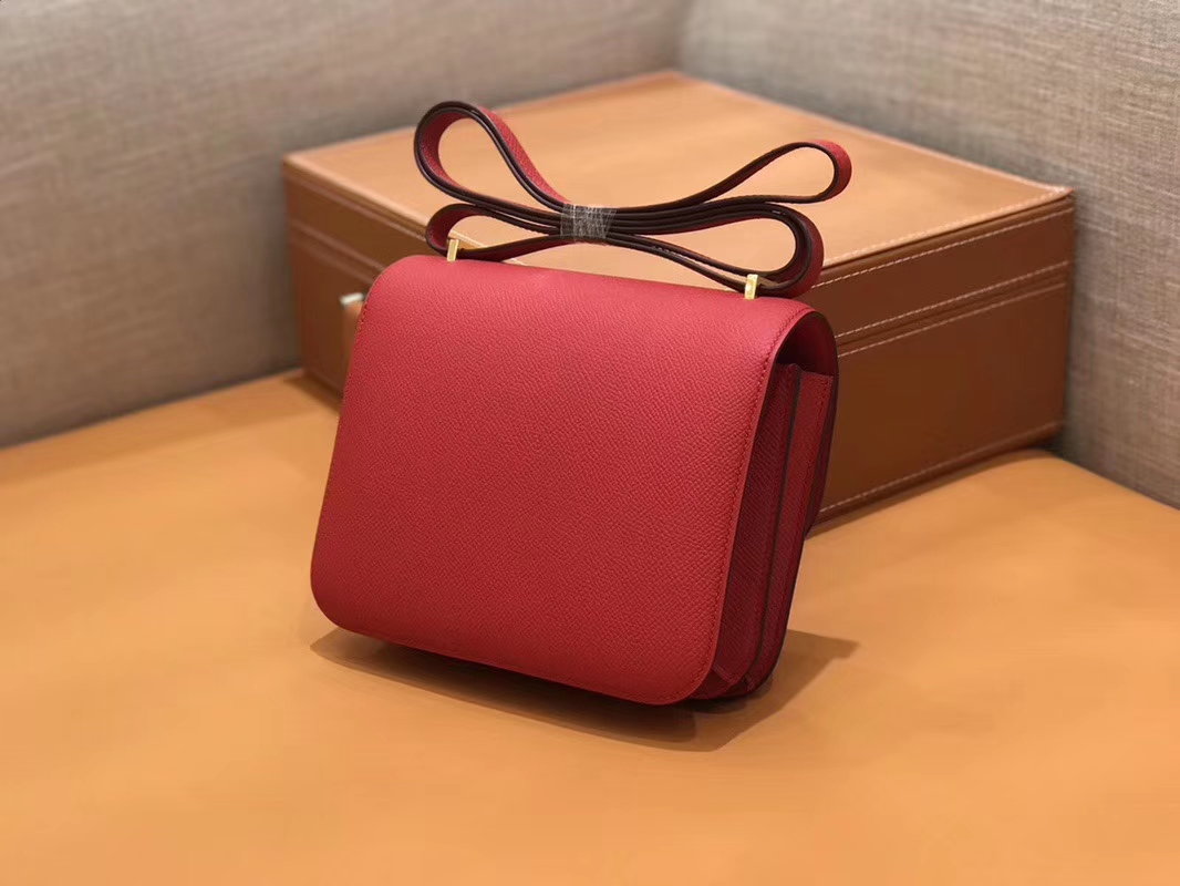 Hermès（爱马仕）Constance 空姐包 红色 Epsom掌纹小牛皮 臻品级别 金扣 18cm