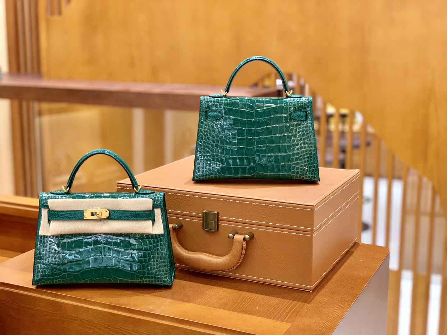 Hermès（爱马仕）Mini Kelly 迷你凯莉 翡翠绿 一级美洲鳄鱼皮 臻品级别 金扣 19cm