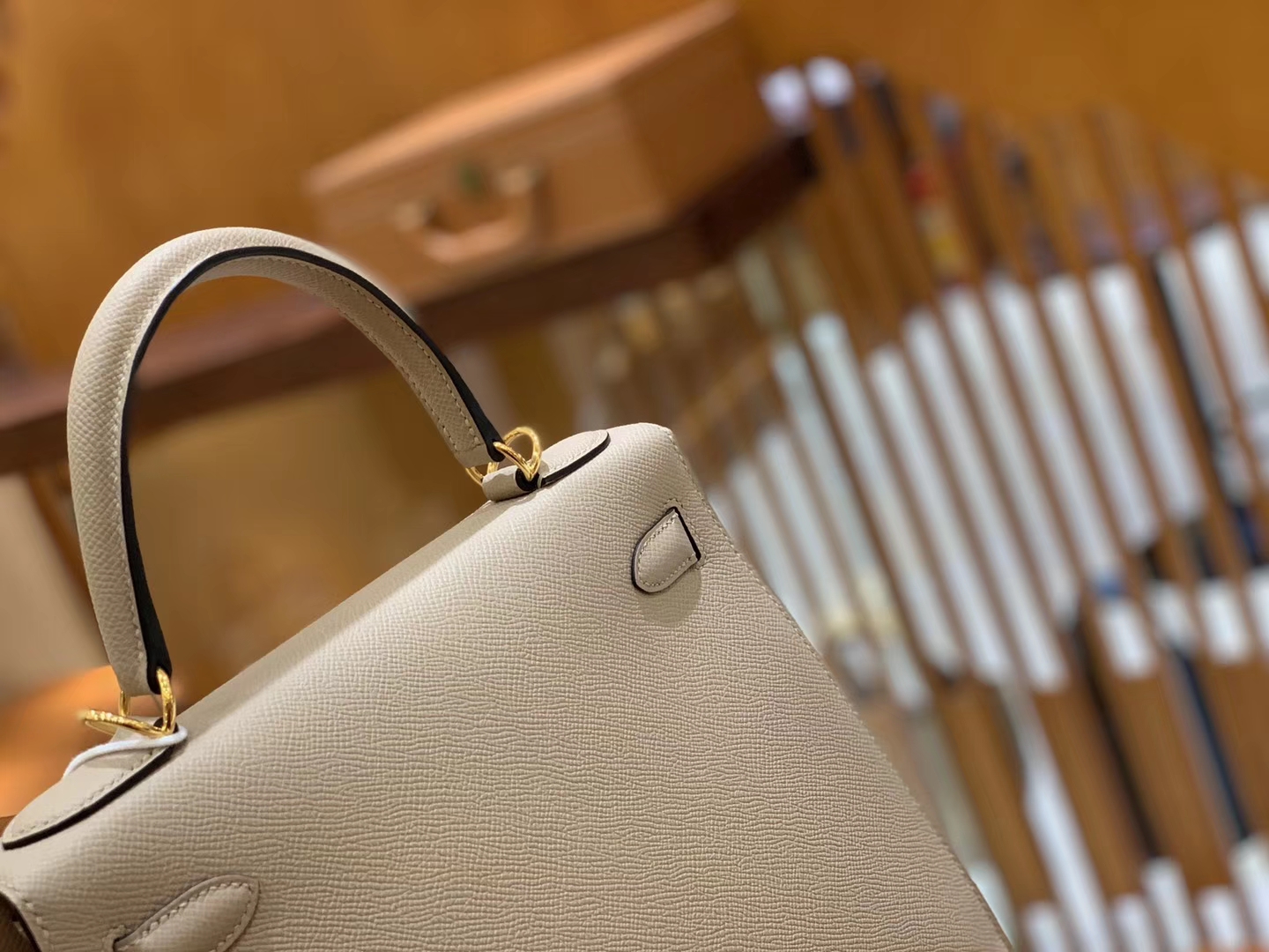 Hermès（爱马仕）Kelly 风衣灰 德国进口掌纹牛皮 全手工蜡线缝制 金扣 28cm