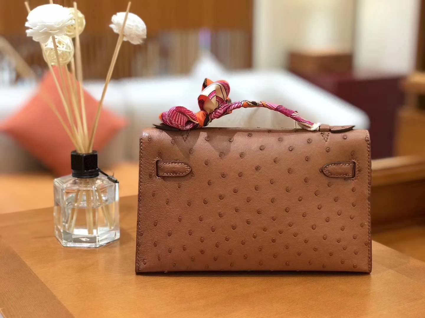 Hermès（爱马仕）miniKelly 迷你凯莉 焦糖棕 南非kk级鸵鸟皮 金扣 22cm