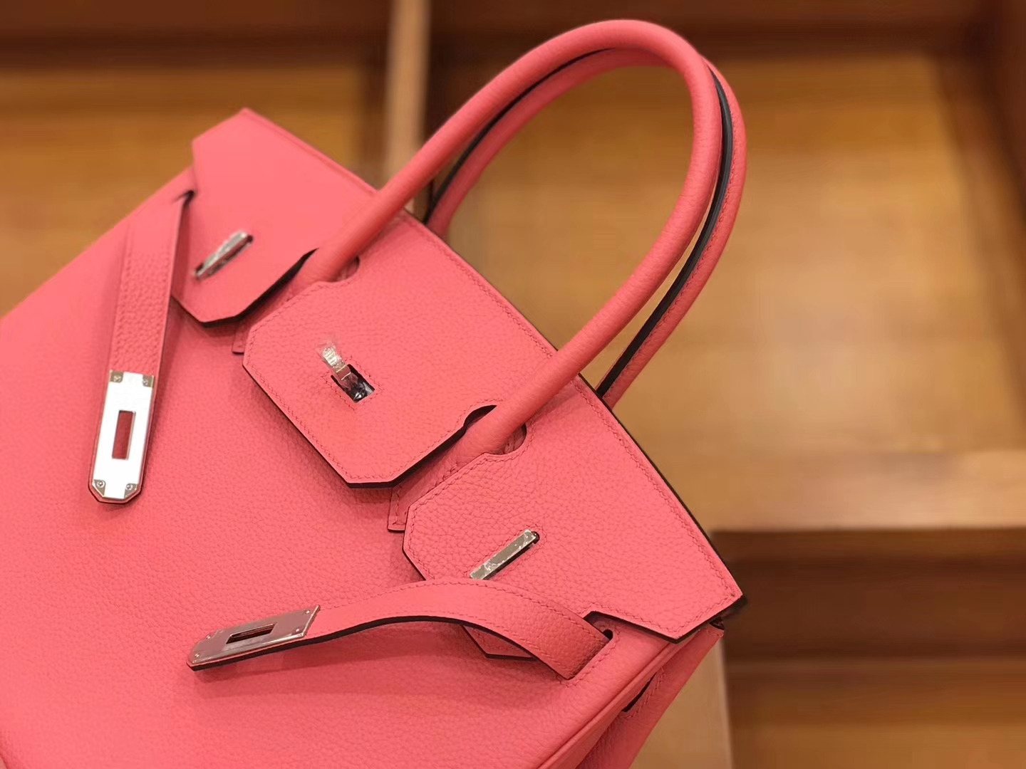 Hermès（爱马仕）新增现货 birkin 铂金包 唇膏粉 德国进口小牛皮 银扣 30cm