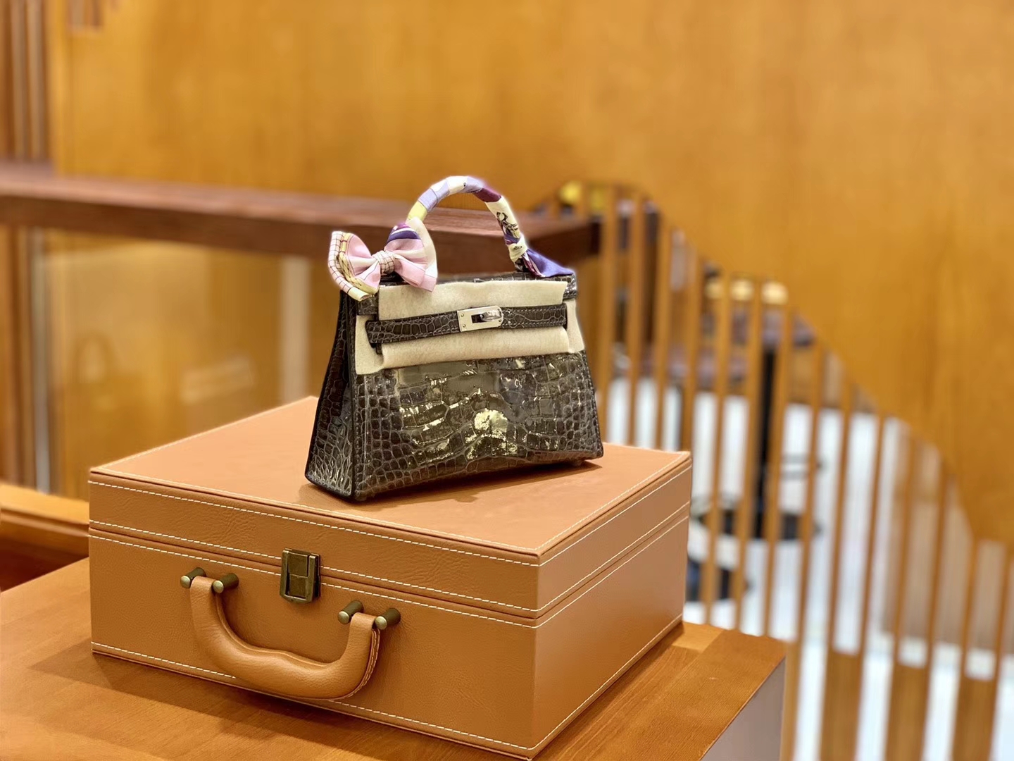 Hermès（爱马仕）Mini Kelly 迷你凯莉 锡器灰 一级美洲鳄鱼皮 臻品级别 银扣 19cm