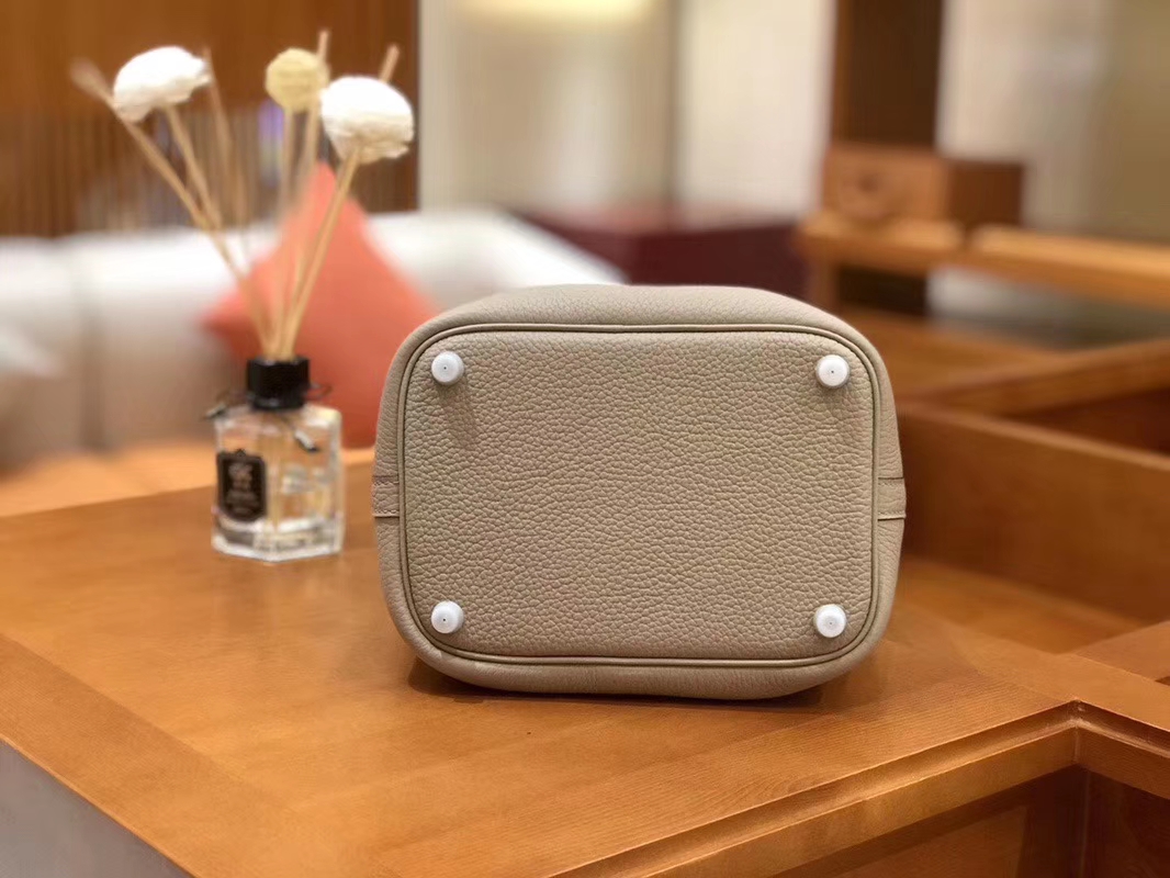 Hermès（爱马仕）Picotin 菜篮包 斑鸠灰 TC大牛皮 银扣 18cm