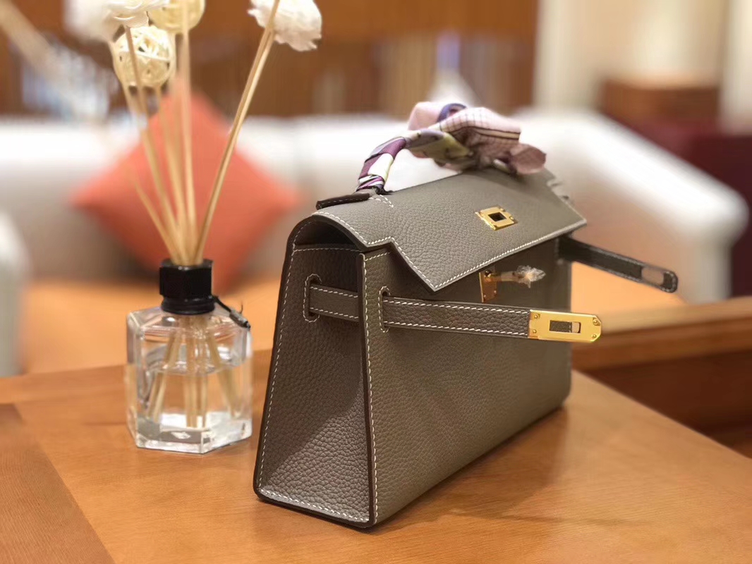 Hermès（爱马仕）Mini Kelly迷你凯莉 大象灰 Togo小牛皮 臻品级别 1代 金扣 22cm