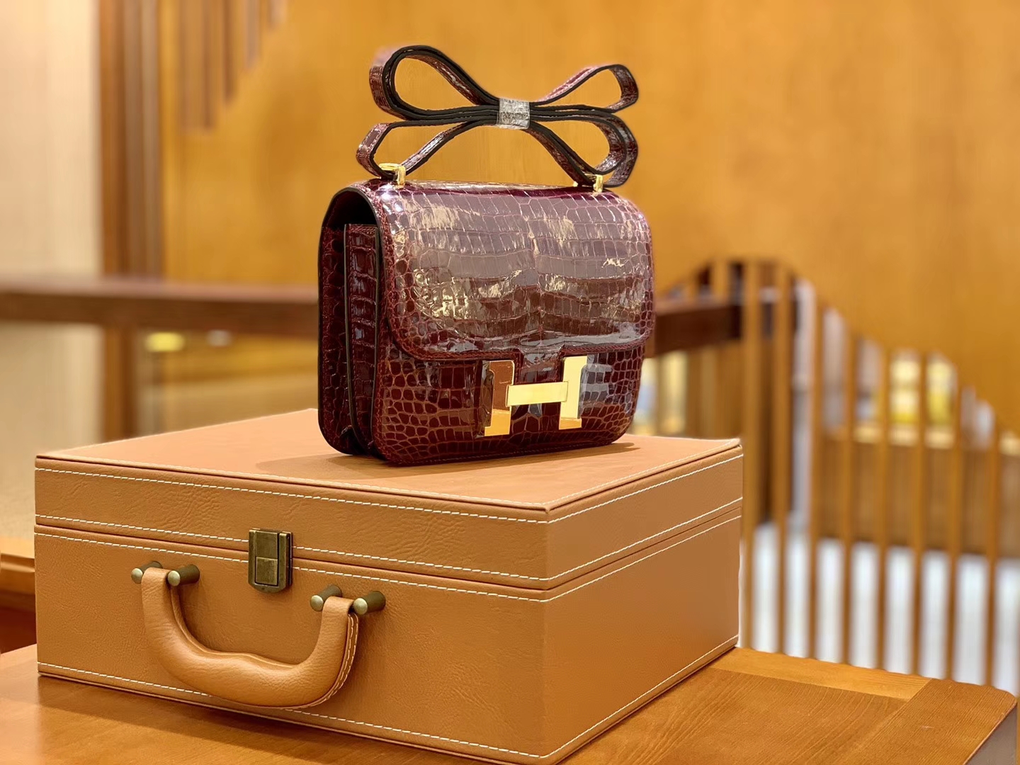 Hermès（爱马仕）Constance 空姐包 波尔多酒红 一级皮 尼罗鳄 顶端级别 臻品级别 金扣 18cm