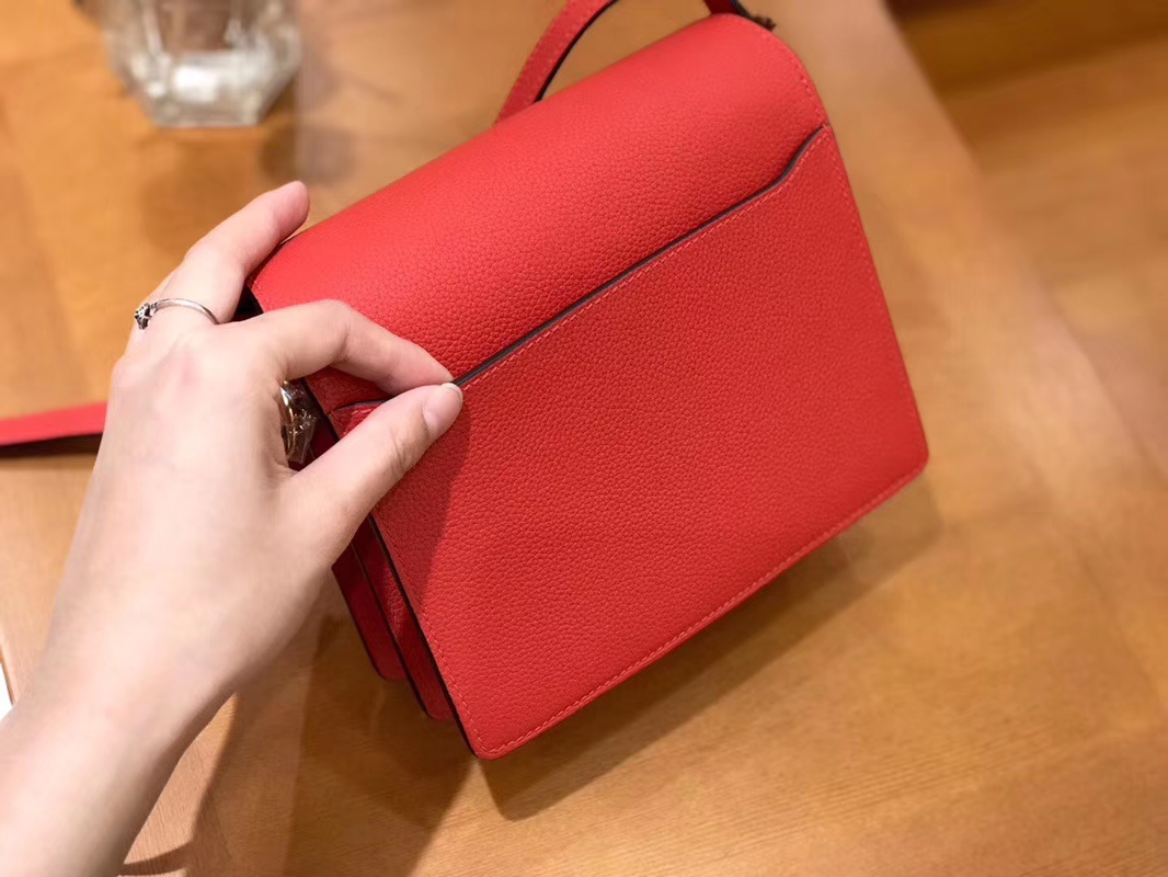 Hermès（爱马仕）Rouils 猪鼻包 石榴红 Evercolor 金扣 18cm