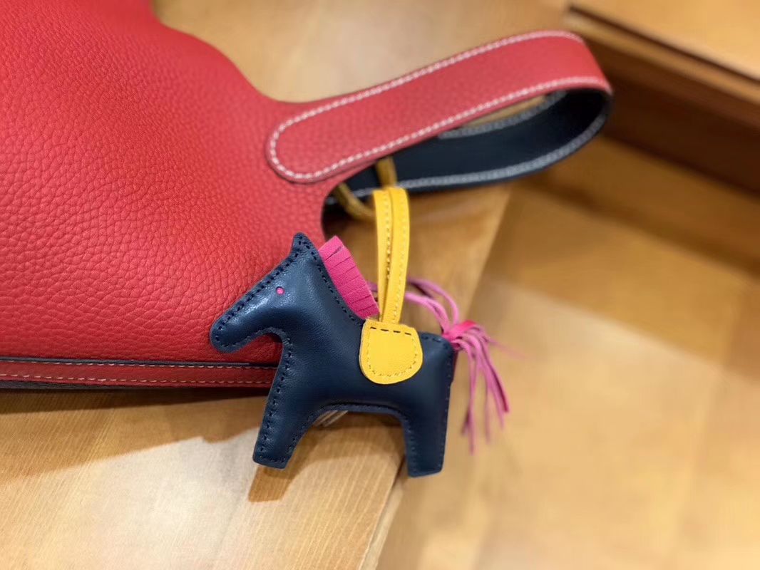 Hermès（爱马仕）Picotin 菜篮包 芍药红拼午夜蓝 TC大牛皮 银扣 18cm