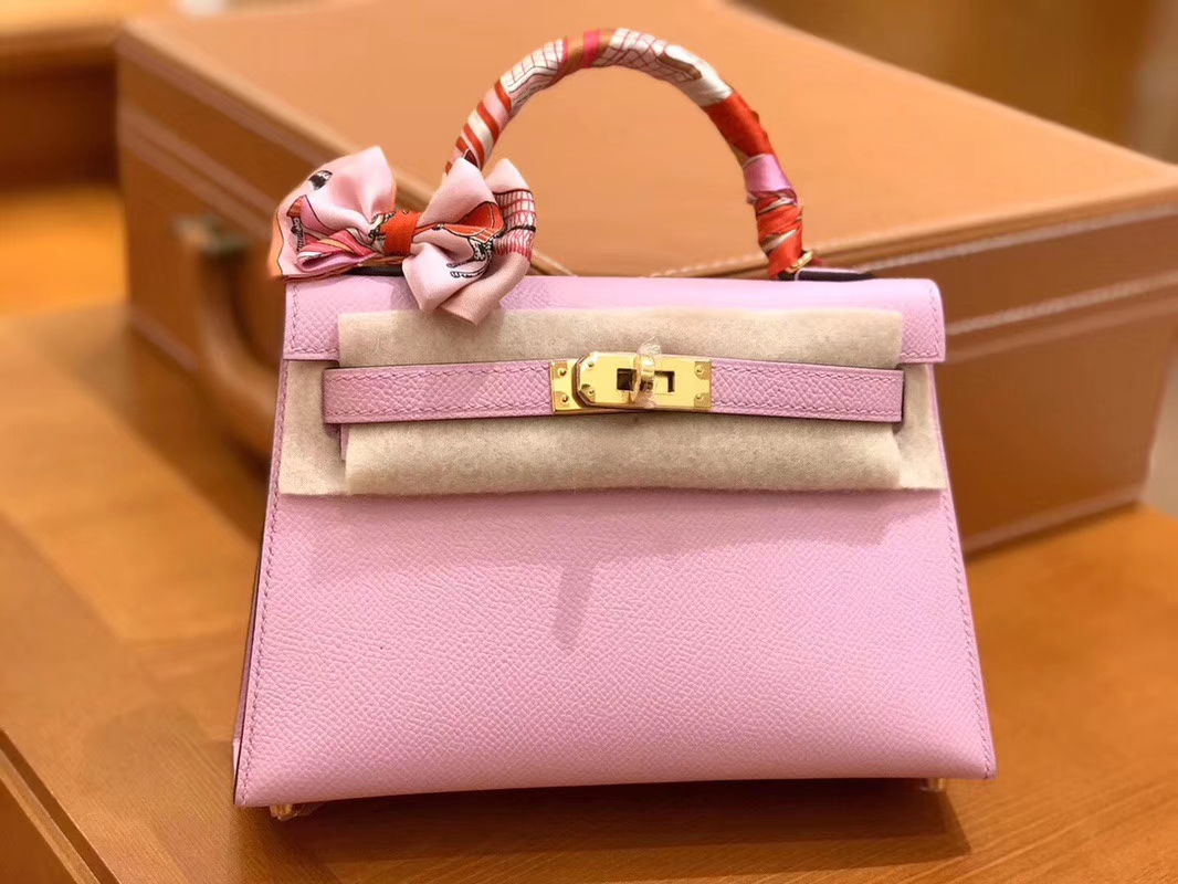 Hermès（爱马仕）Mini kelly 锦葵紫 掌纹小牛皮 全手工缝制 臻品级别 19cm 金扣 现货