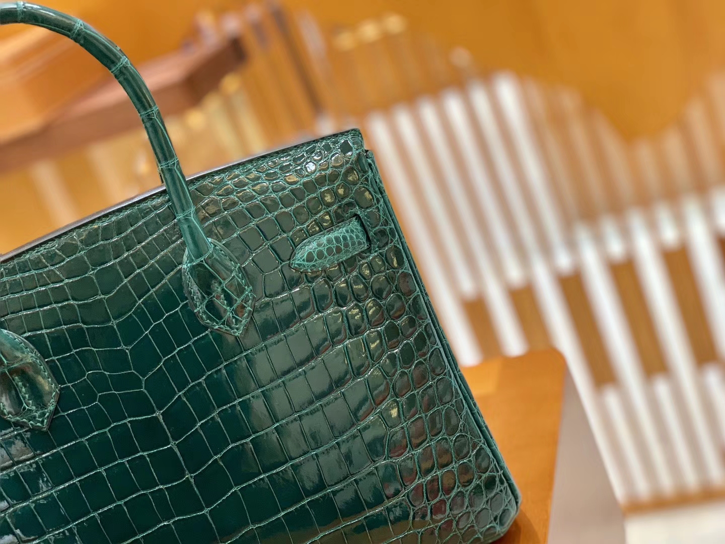 Hermès（爱马仕）Birkin 铂金包 松柏绿 一级皮 尼罗鳄鱼皮 臻品级别 金扣 30cm