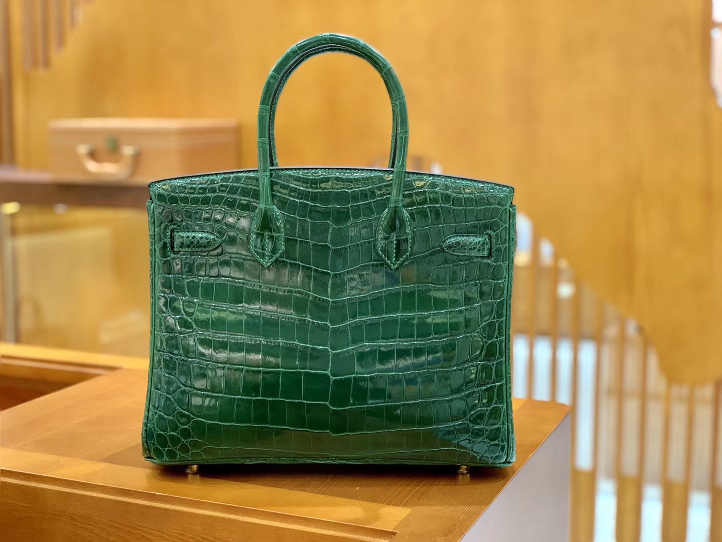 Hermès（爱马仕）Birkin 铂金包 孔雀绿 一级皮 尼罗鳄鱼皮 臻品级别 金扣 30cm