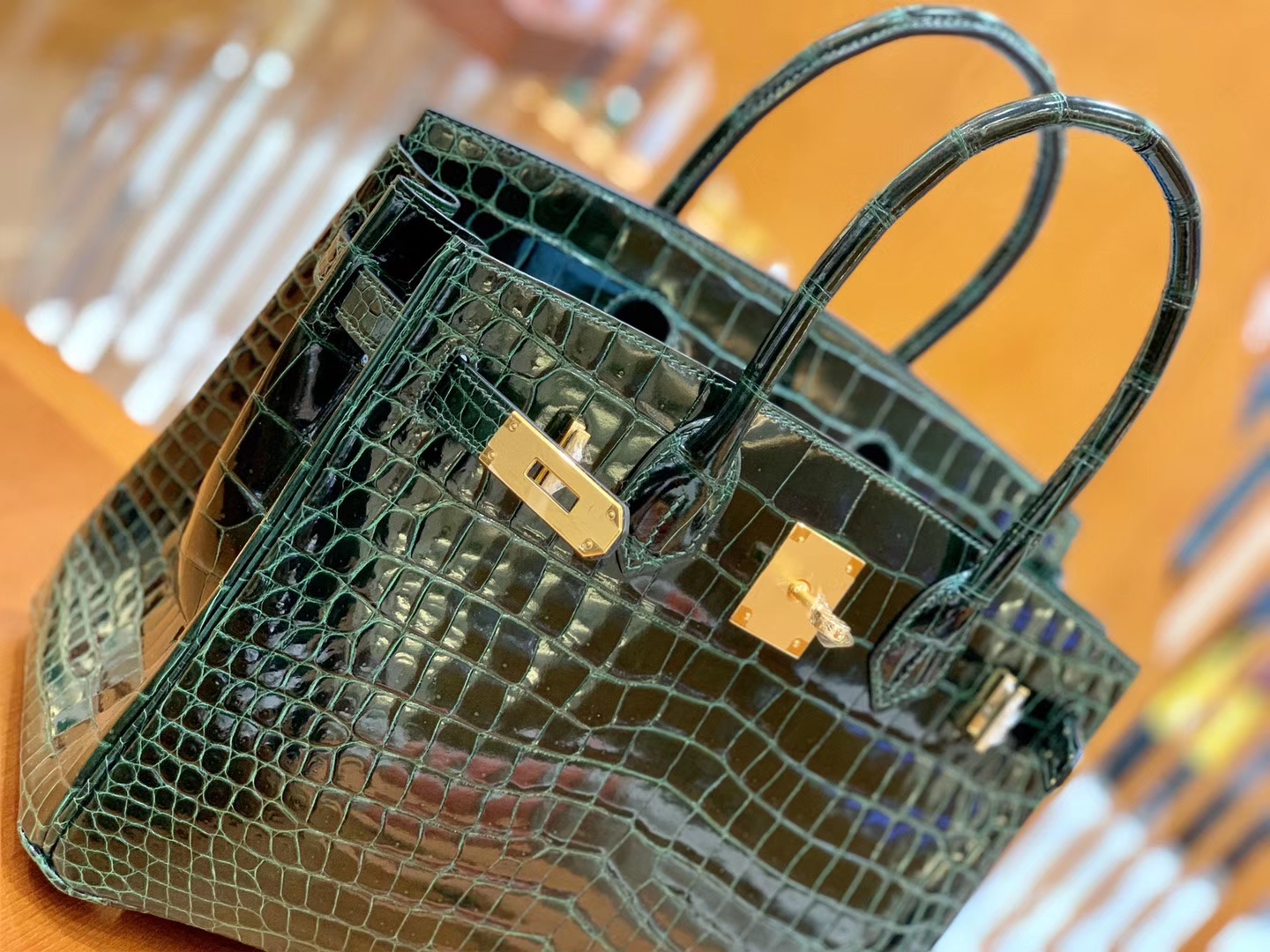 Hermès（爱马仕）Birkin 30cm 祖母绿 金扣 一级皮湾鳄鱼皮 臻品级别