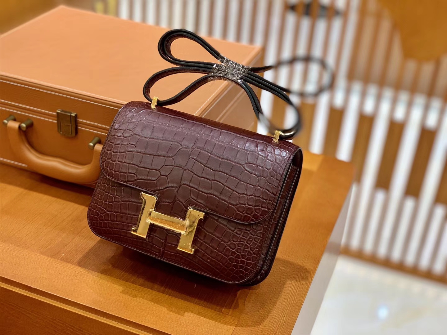 Hermès（爱马仕）Constance 空姐包 摩卡 一级美洲 鳄鱼皮 臻品级别 金扣 18cm