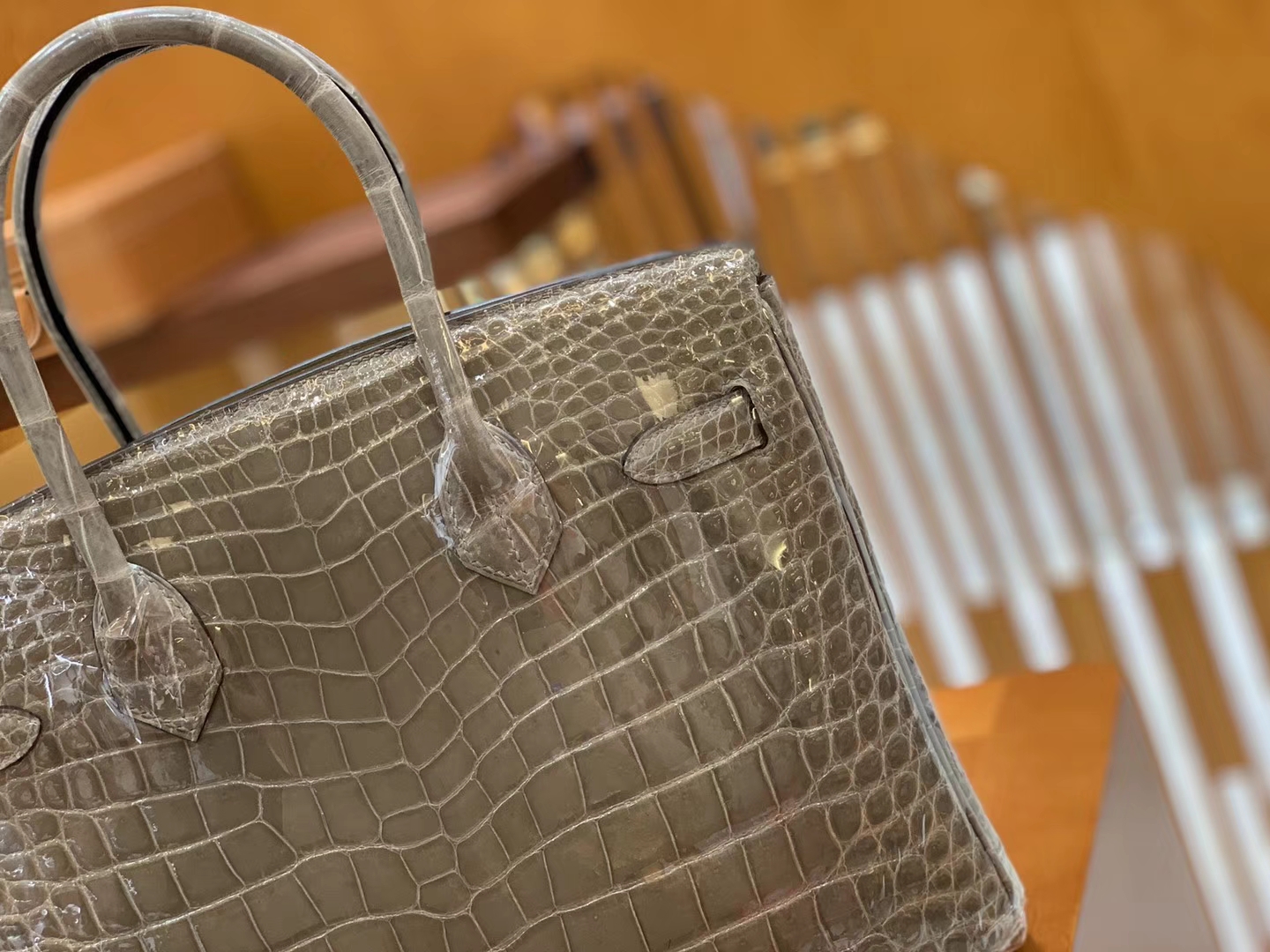 Hermès（爱马仕）Birkin 铂金包 斑鸠灰 一级皮 尼罗鳄鱼皮 臻品级别 银扣 30cm