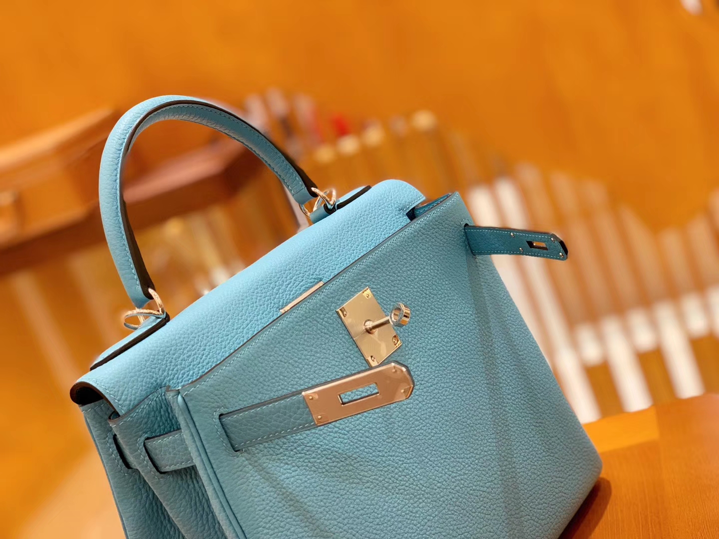 Hermès（爱马仕）Kelly 凯莉包 北方蓝 Togo德国进口牛皮 全手工 银扣 28cm 现货
