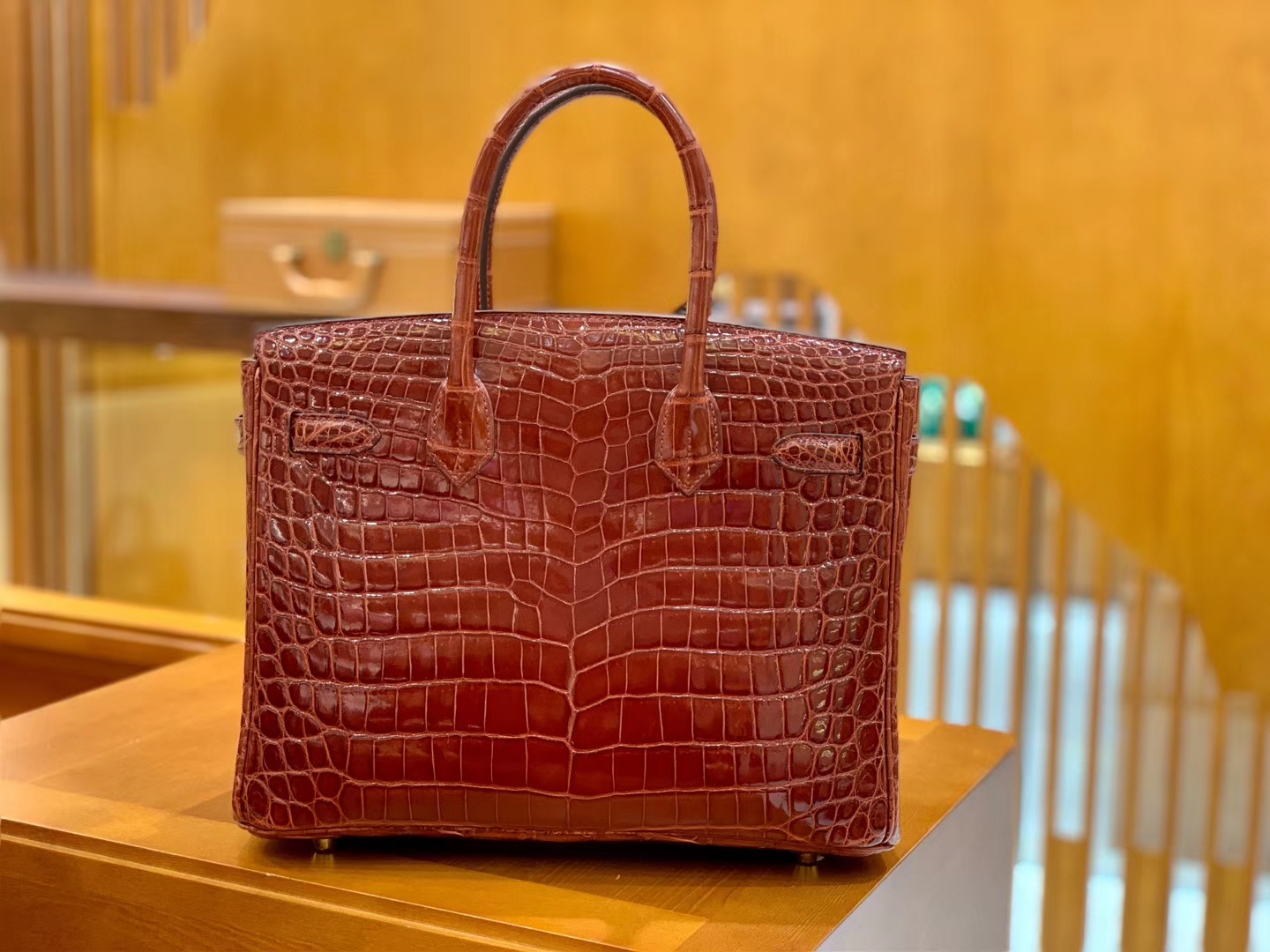Hermès（爱马仕）Birkin 30cm 板栗棕 蜜糖棕 金扣 一级皮 尼罗鳄鱼皮 臻品级别