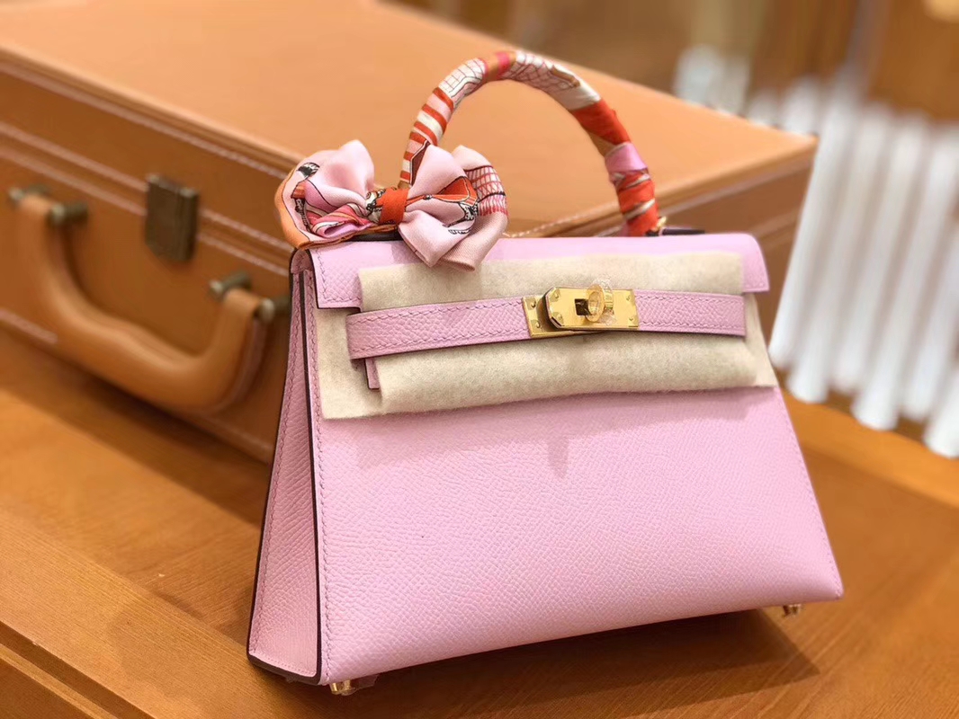 Hermès（爱马仕）Mini kelly 锦葵紫 掌纹小牛皮 全手工缝制 臻品级别 19cm 金扣 现货